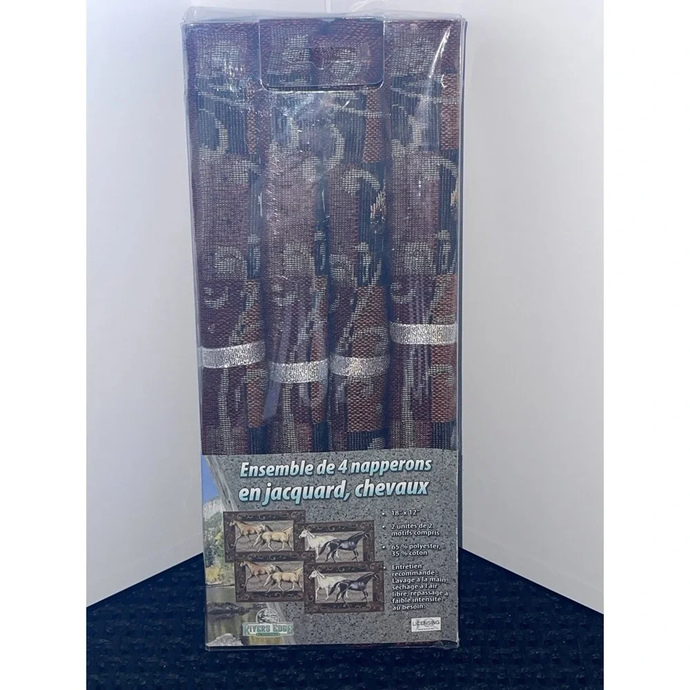 Placemat Set Horses Rivers Edge 4‎ pc Set Jacquard New